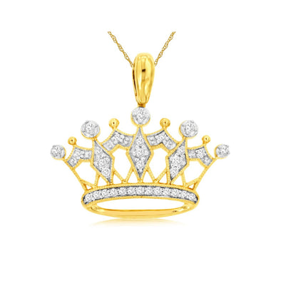 Diamond Accented Crown Design Pendant