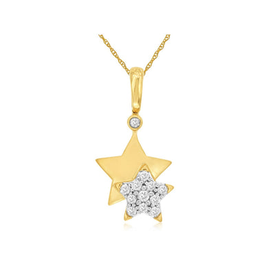 Diamond Accented Double Star Design Pendant