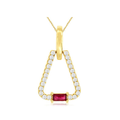 Baguette Ruby and Diamond Open Design Pendant