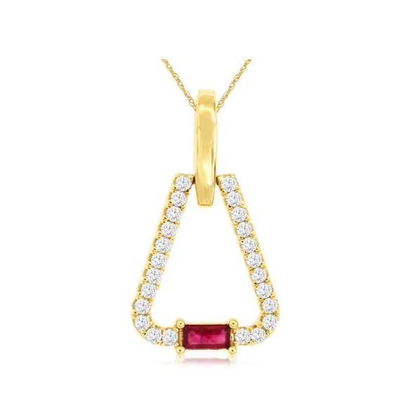 Baguette Ruby and Diamond Open Design Pendant