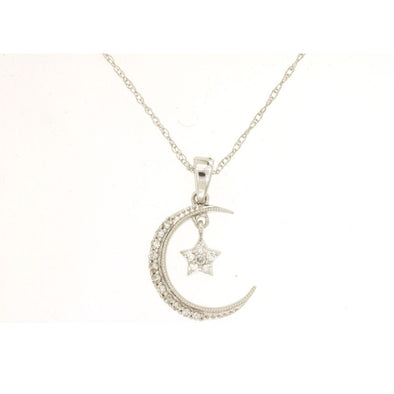 Diamond Moon and Star Design Pendant