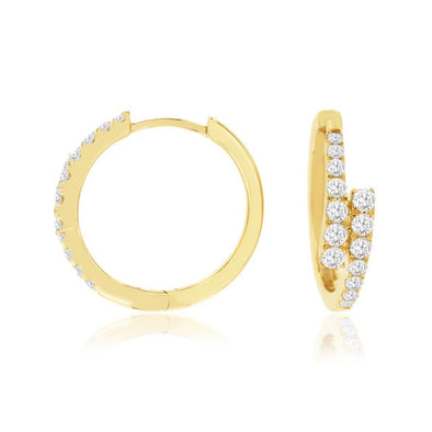 Bypass Design Diamond Hoop Earrings