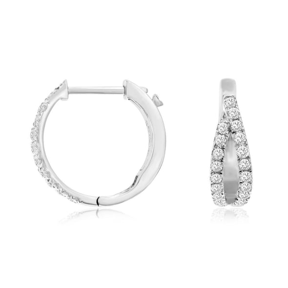 Diamond Accented Tapered Design Huggie Earrings