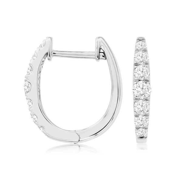 Tapered Design Diamond Hoop Earrings