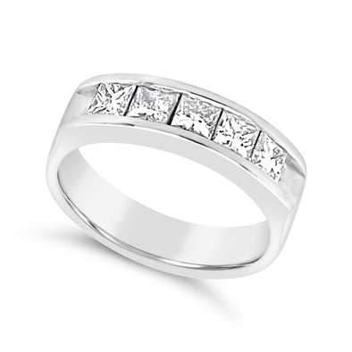 Five Princess Cut Channel Set Wedding Band - 1.25 carat t.w.