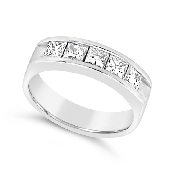 Five Princess Cut Channel Set Wedding Band - 1.25 carat t.w.