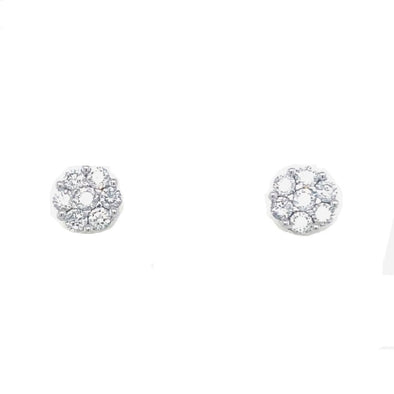 Round Diamond Cluster Stud Earrings