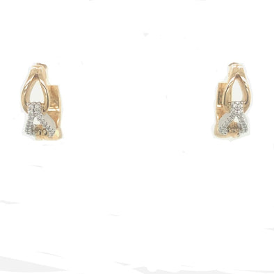 Diamond Accented Link Design Huggie Earrings