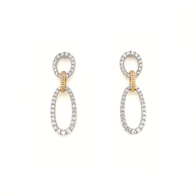 Diamond Double Oval Dangle Earrings