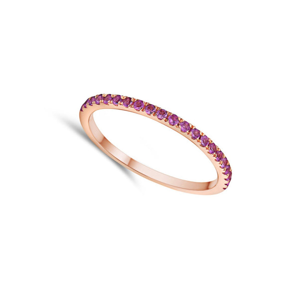 Pink Sapphire Single Row Stackable Ring
