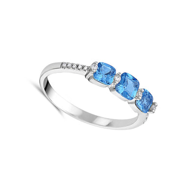 Triple Blue Topaz and Diamond Accented Ring
