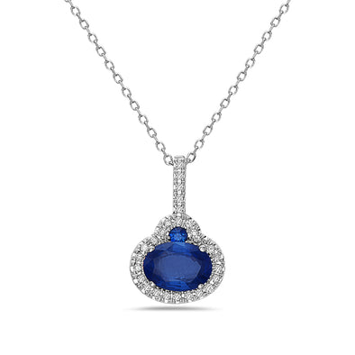 Sapphire and Diamond Halo Pendant