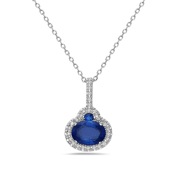 Sapphire and Diamond Halo Pendant