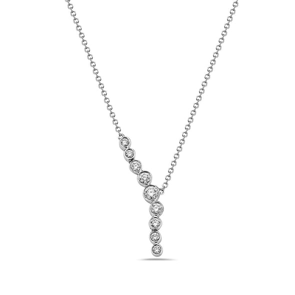 Bezel Set Diamond  Lariat Necklace