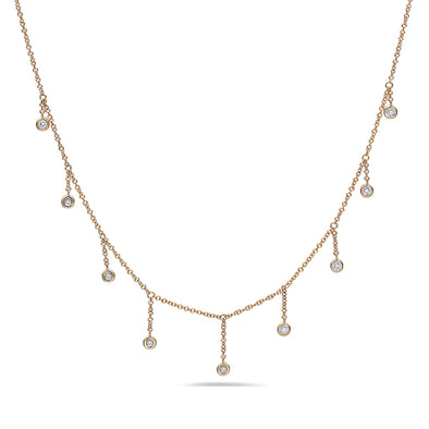 Bezel Set Diamond Dangle Design Necklace