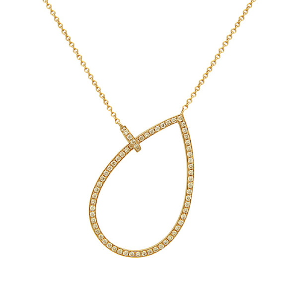 Diamond Open Teardrop Design Necklace