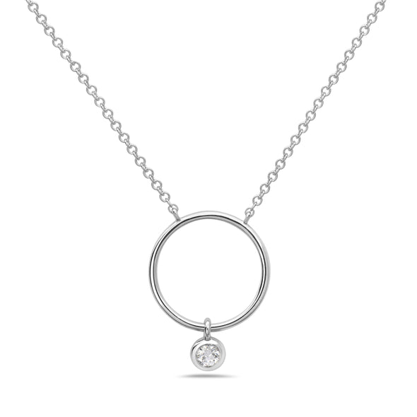 Bezel Set Diamond Accented Circle of Life Pendant