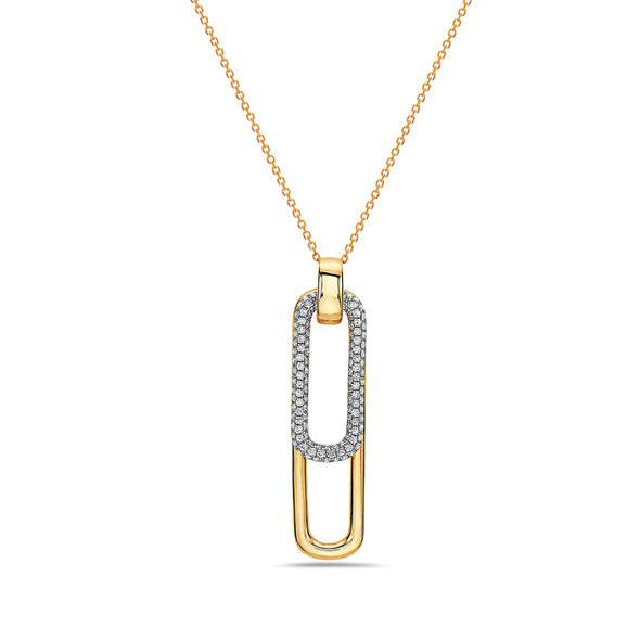 Diamond Accented Paperclip Design Pendant