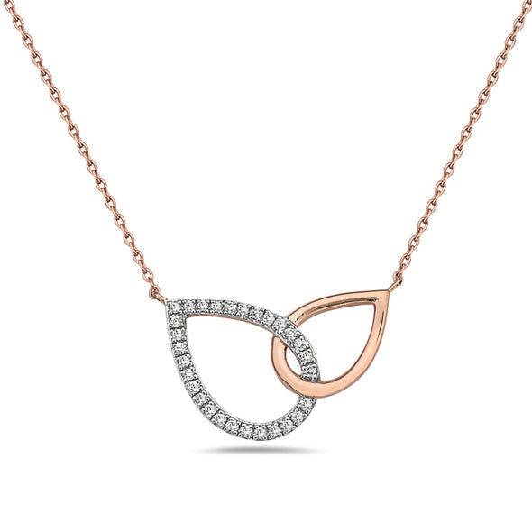 Diamond and Polished Gold Interlocking Teardrop Necklace