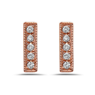Five Round Diamond and Milgrain Edge Drop Earrings