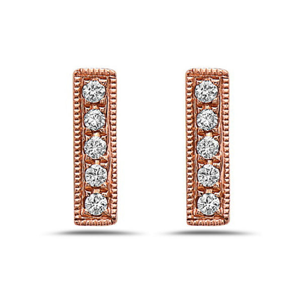 Five Round Diamond and Milgrain Edge Drop Earrings