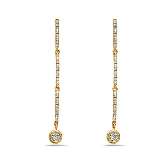 Bezel Set and Round Diamond Dangle Earrings