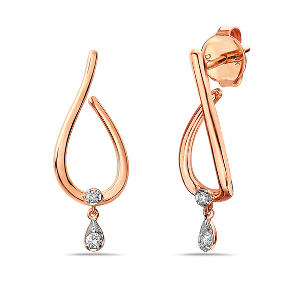 Diamond Dangle Detail Twisted Hoop Earrings