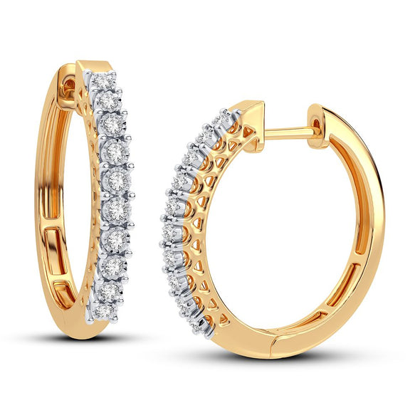 Laboratory Grown Diamond Hoop Earrings - 14kt Yellow Gold Mounting