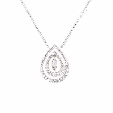 Diamond Double Open Teardrop Design Necklace