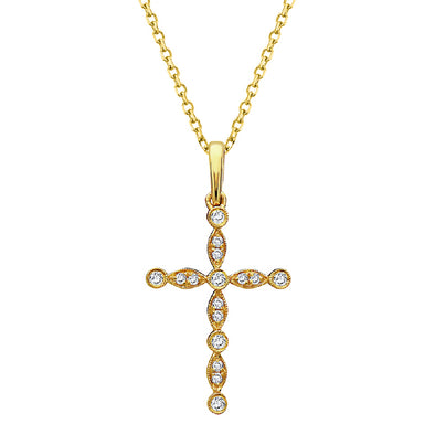 Alternating Marquise and Round Design Diamond Cross Pendant