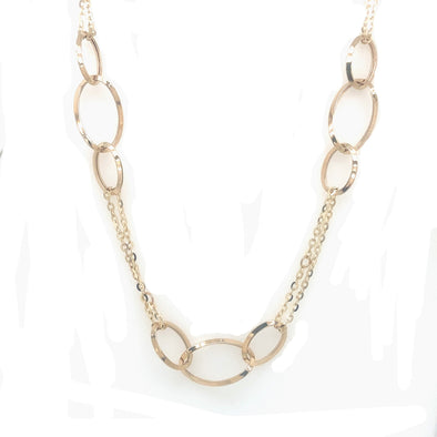 Alternating Open Circle and Double Strand Design Necklace