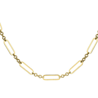 Alternating Open Link and Cable Chain Necklace