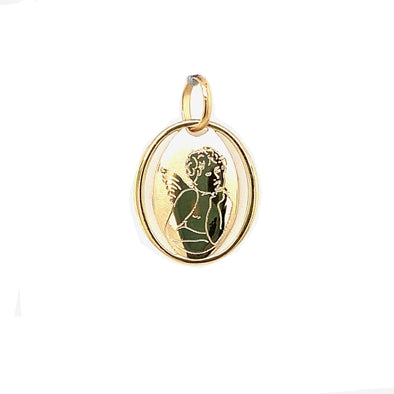 Oval Open Angel Medal - 14kt Yellow Gold