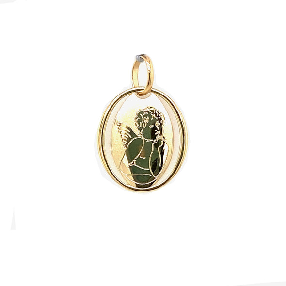 Oval Open Angel Medal - 14kt Yellow Gold