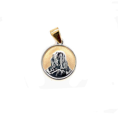 Small Round Madonna Medal - 14kt Two-Tone Gold