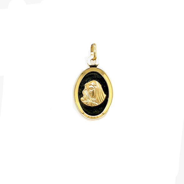 Oval Shaped Madonna Medal - 14kt Yellow Gold
