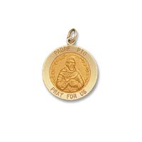 Round Padre Pio Medal - 14kt Yellow Gold