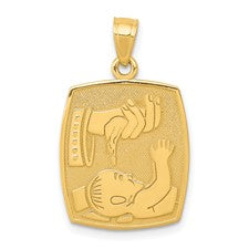 Rectangular Baptism Medal - 14kt Yellow Gold