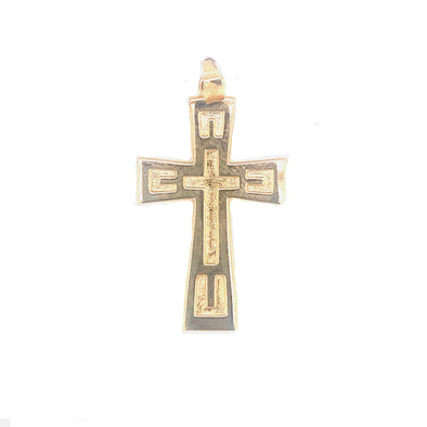 Polished and Brushed Finish Cross - 14kt Yellow Gold