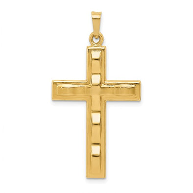 Interior Etched Design Cross - 14kt Yellow Gold