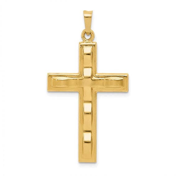 Interior Etched Design Cross - 14kt Yellow Gold