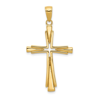 Open Center Detail Solid Cross - 14kt Yellow Gold