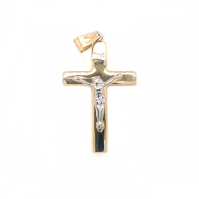 Medium Flat Crucifix - 14kt Two-Tone Gold