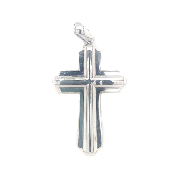 Raised Interior Design Cross - 14kt White Gold
