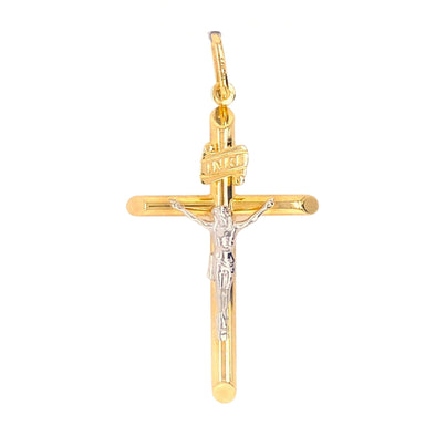 Medium Crucifix with INRI Detail - 14kt Two-Tone Gold