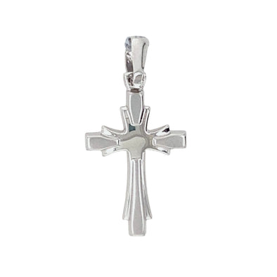Raised and Flared Edge Fancy Cross - 14kt White Gold