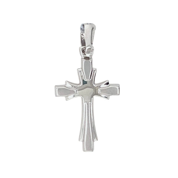 Raised and Flared Edge Fancy Cross - 14kt White Gold