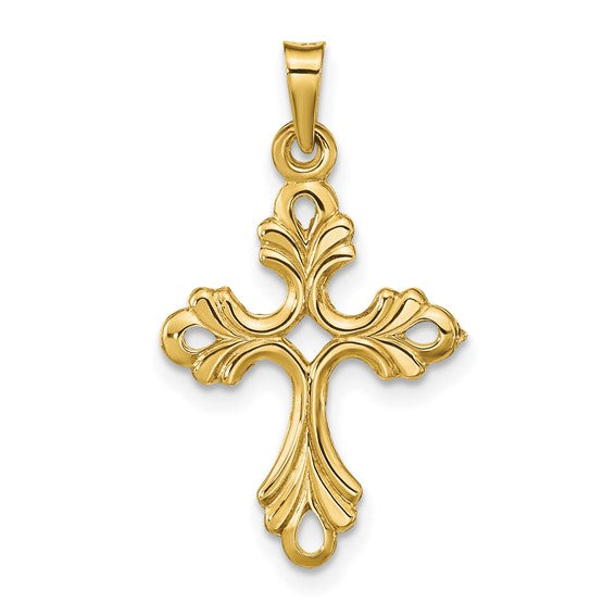 Open Flared Edge Design Fancy Cross - 14kt Yellow Gold