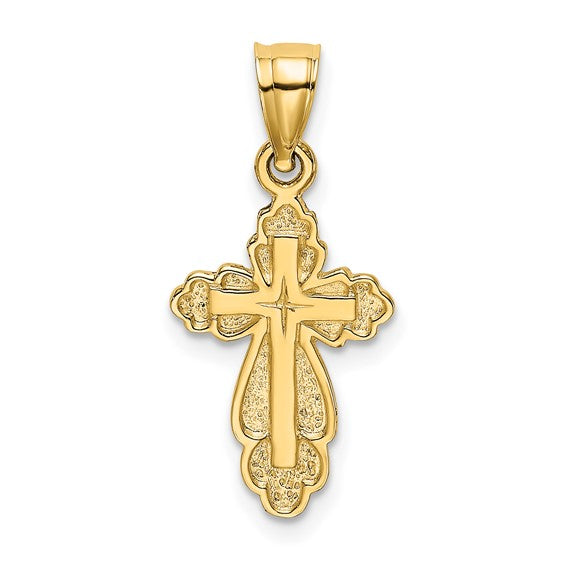 Interior Cross Design Textured Fancy Cross - 14kt Yellow Gold