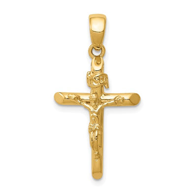 Medium Tube Style Crucifix - 14kt Yellow Gold